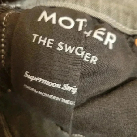 MOTHER Swooner Supermoon Stripe Skinny High Rise Jeans Grey Stretch - Picture 12 of 13